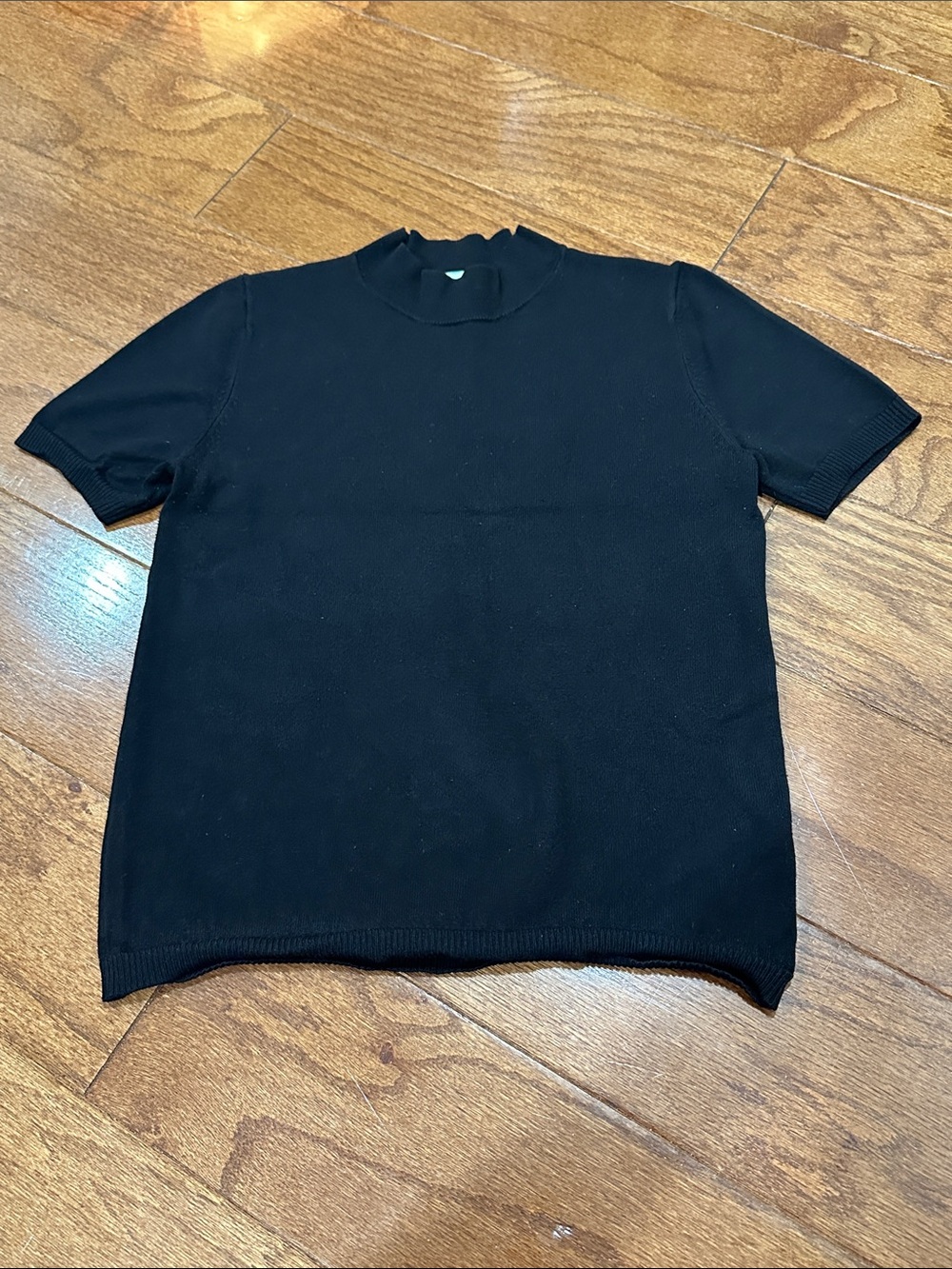H&M Classic Black Short-Sleeve mock neck knit blouse
